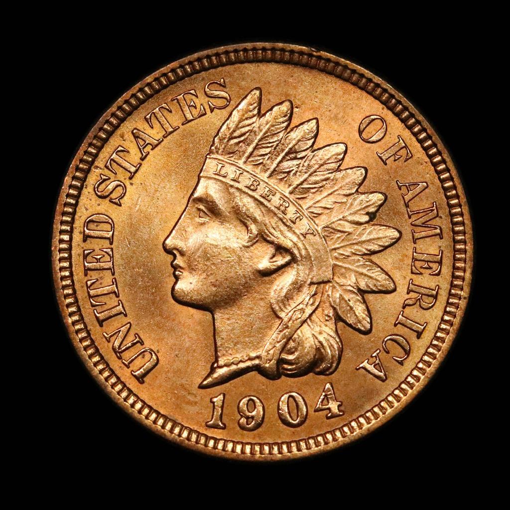 ***Auction Highlight*** 1904 Indian Cent 1c Graded Gem+ Unc RD by USCG (fc)