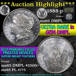 ***Auction Highlight*** 1888-p Morgan Dollar $1 Graded GEM Unc DMPL By USCG (fc)
