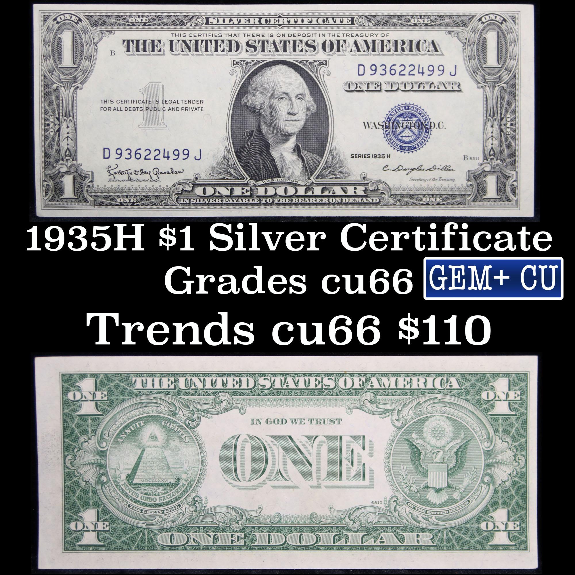 1935H $1 Blue Seal Silver Certificate Grades Gem+ CU