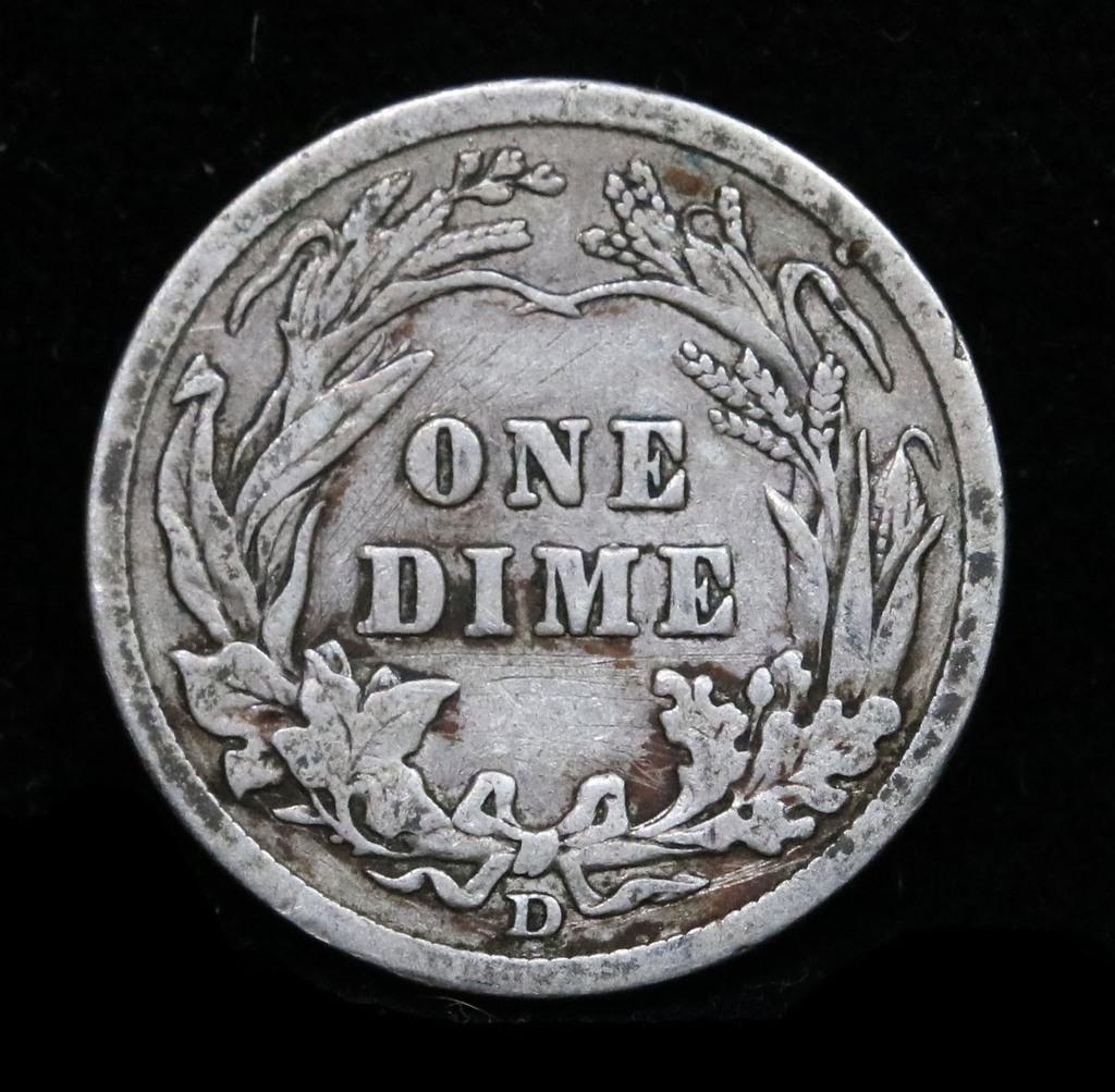 1911-d Barber Dime 10c Grades vf+