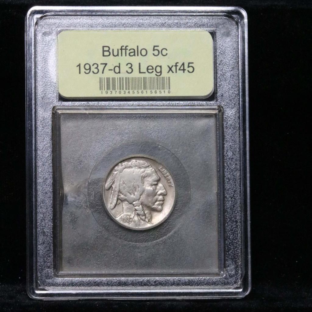 ***Auction Highlight*** 1937-d 3 Leg Buffalo Nickel 5c Graded xf+ by USCG (fc)