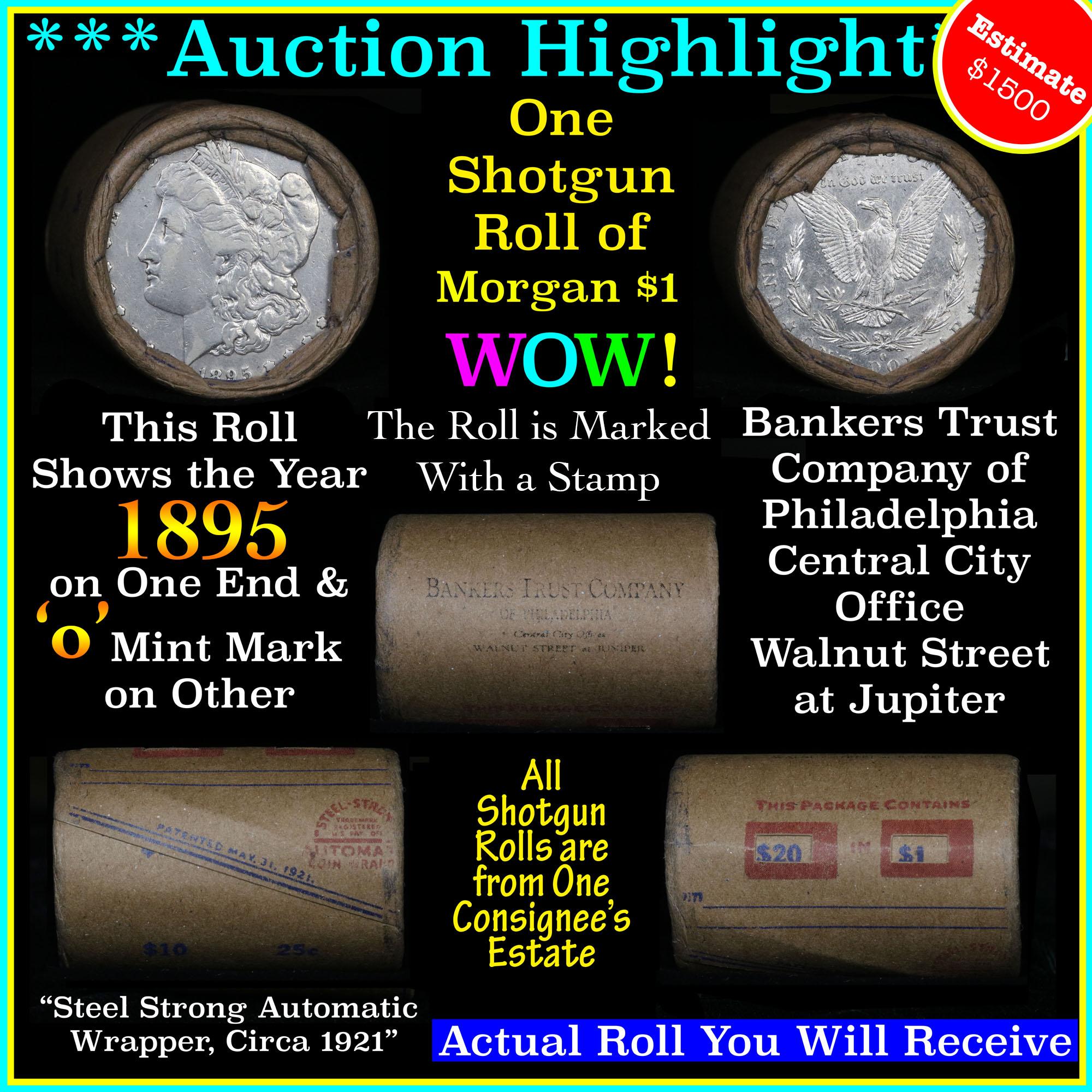 ***Auction Highlight*** Morgan dollar roll ends 1895 & 'o', Better than average circ (fc)