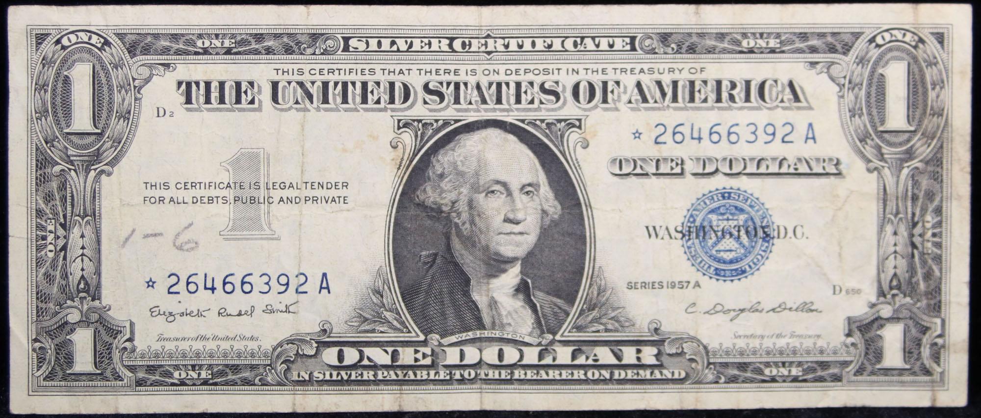 **Star Note  1957A $1 Blue Seal Silver Certificate Grades xf+