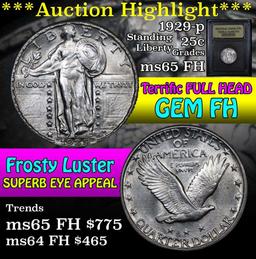 ***Auction Highlight*** 1929-p Standing Liberty Quarter 25c Graded GEM FH by USCG (fc)