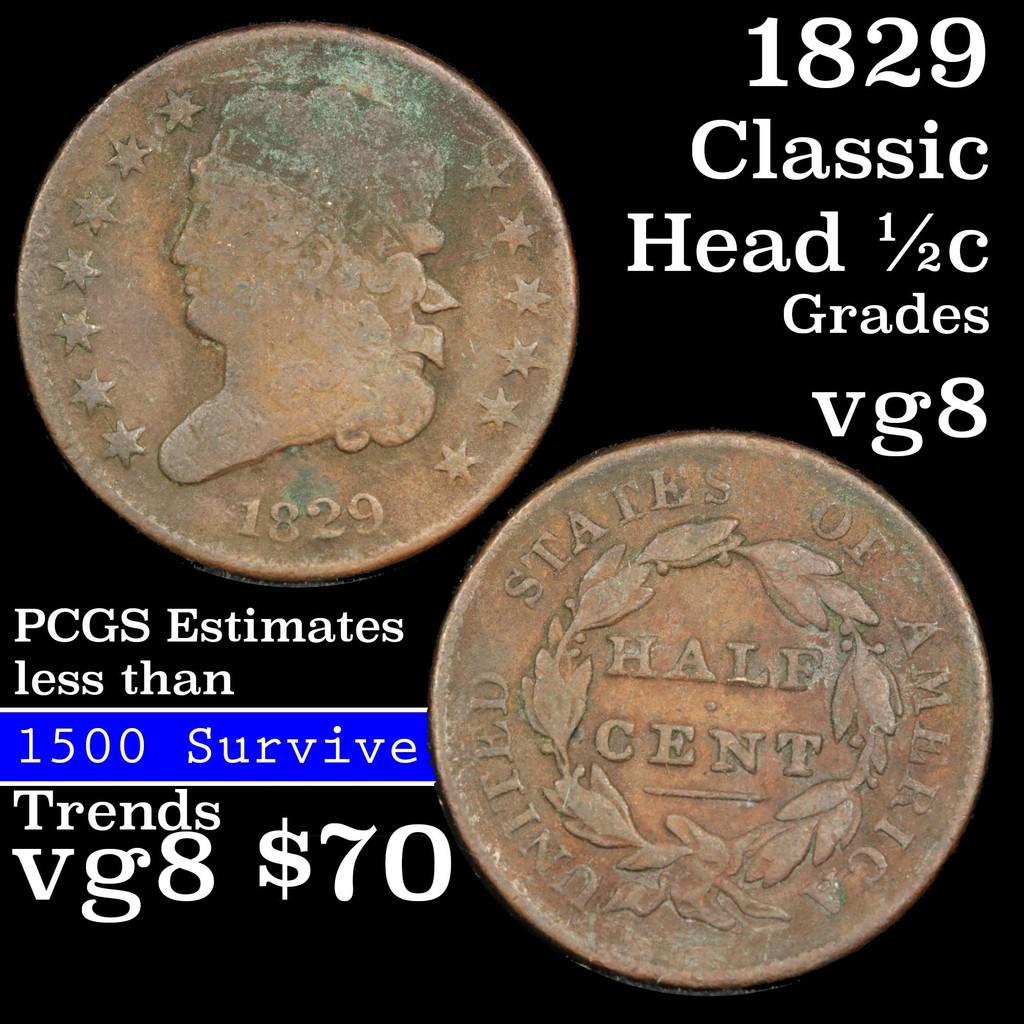 1829 Classic Head half cent 1/2c Grades vg, very good