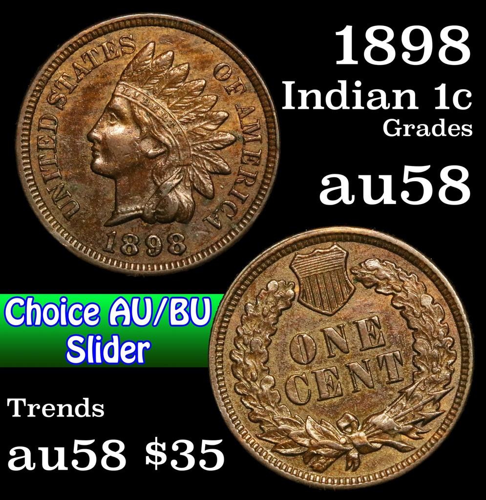 1898 Indian Cent 1c Grades Choice AU/BU Slider