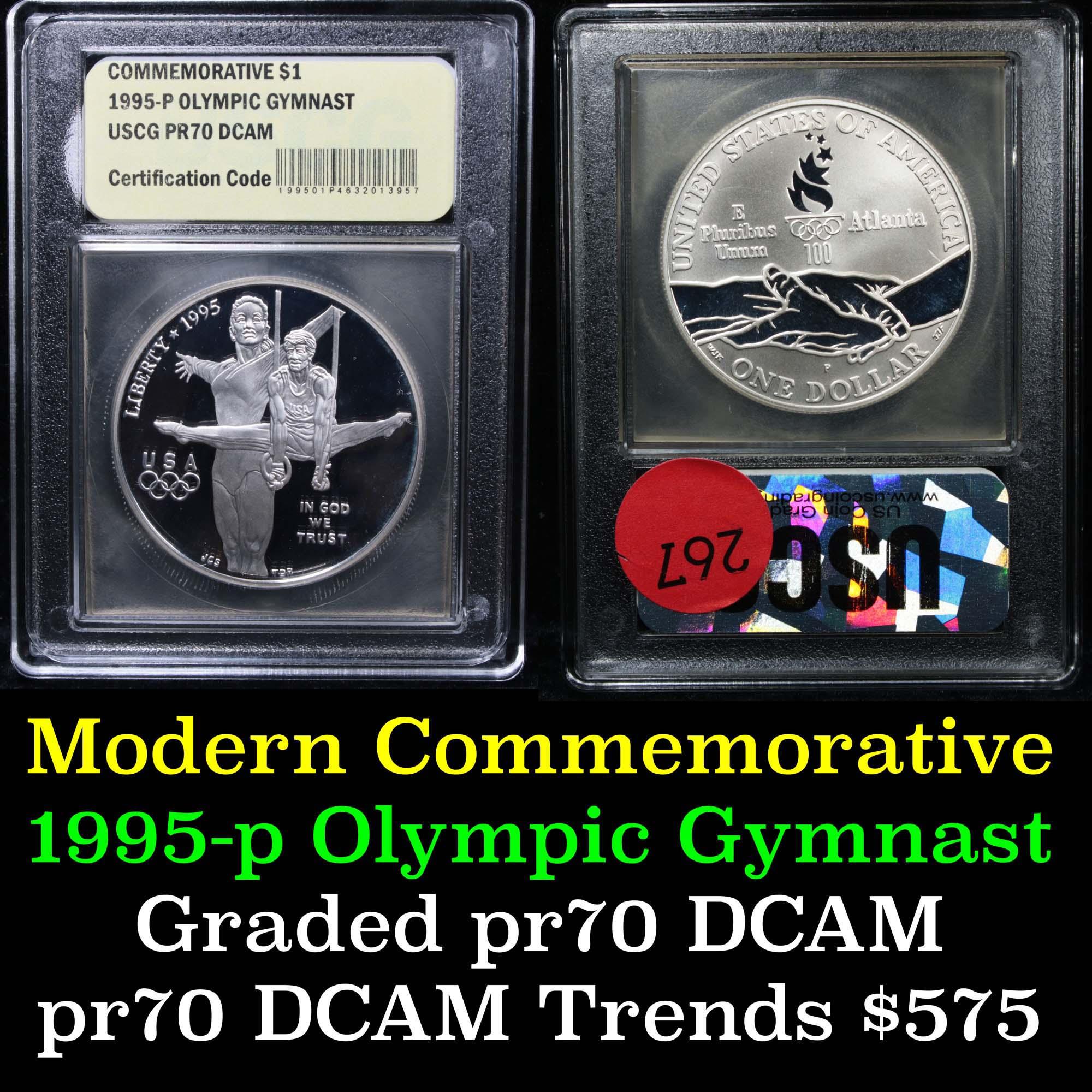 1995-P Olympic Gymnast Modern Commem Dollar $1 Graded GEM++ Proof Deep Cameo By USCG