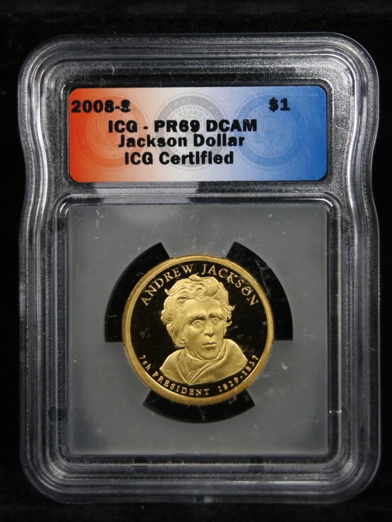 2008-s Jackson Proof Presidential Dollar $1 Graded pr69 DCAM by ICG