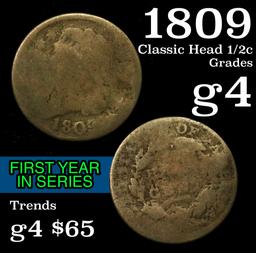 1809 Classic Head half cent 1/2c Grades g, good