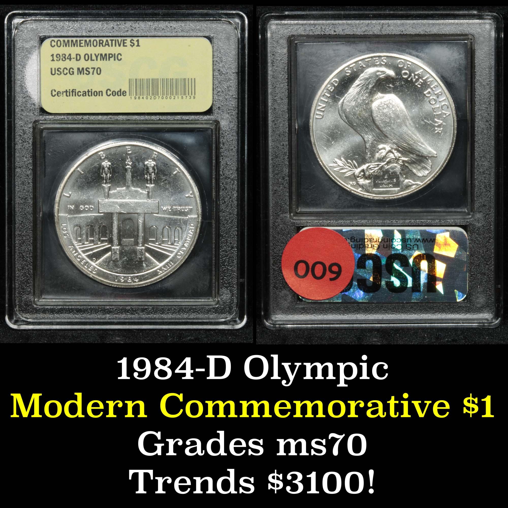 1984-s Olympic Silver Dollar Uncirculated Commemorative graded GEM++ by USCG