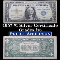 1957 $1 Blue Seal Silver Certificate Grades f+