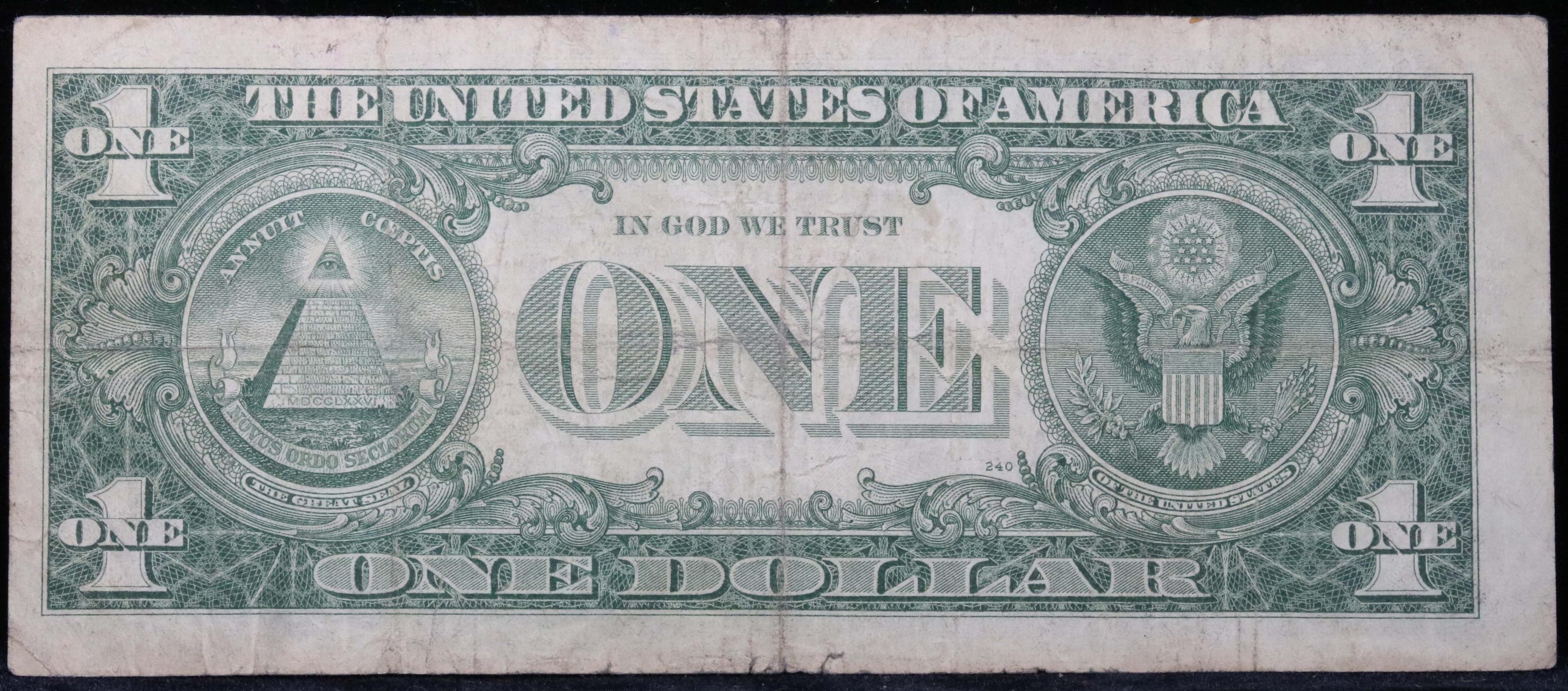 1957 $1 Blue Seal Silver Certificate Grades f+