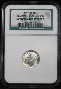 NGC 1963-d Roosevelt Dime 10c Graded Gem By NGC