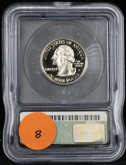 2001-s Rhode Island Washington Quarter 25c Graded Gem++ Proof Deep Cameo By ICG