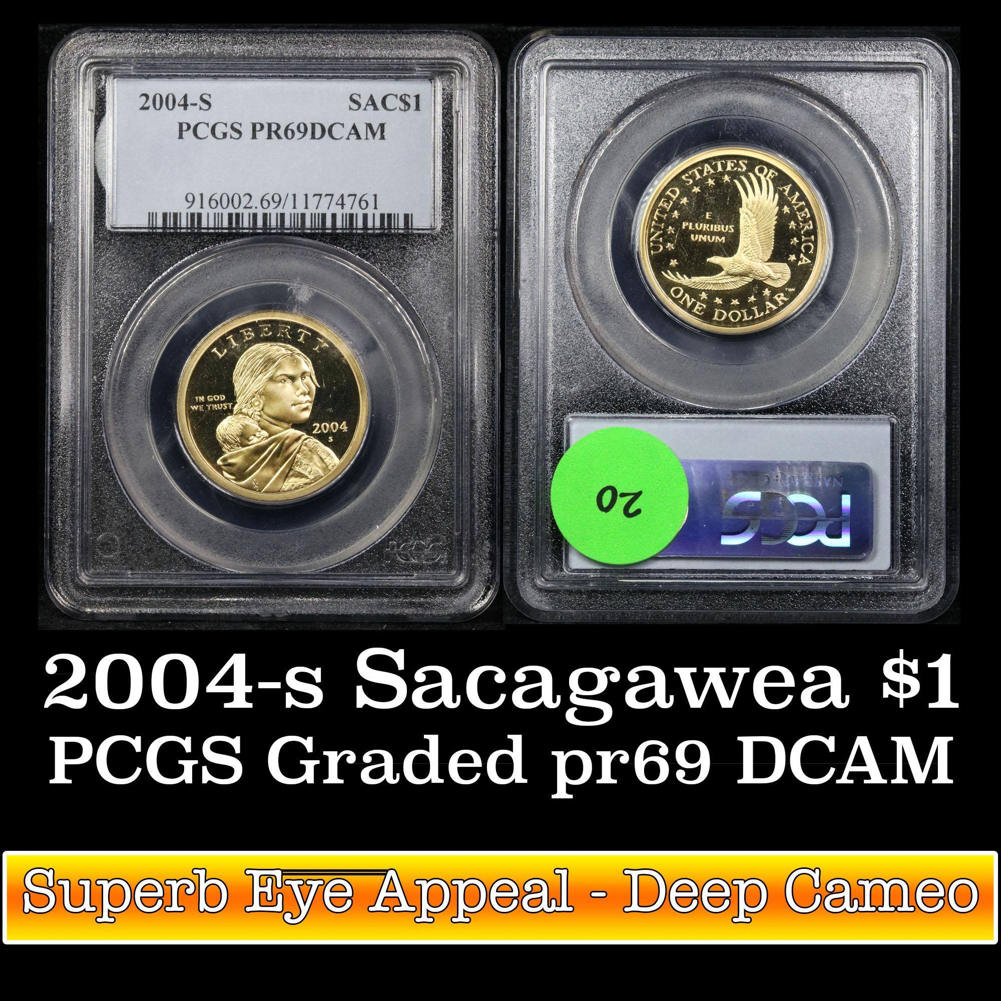 PCGS 2004-s Sacagawea Golden Dollar $1 Graded pr69 dcam By PCGS