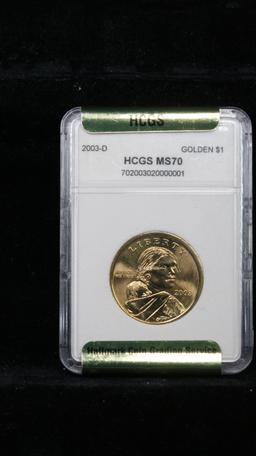 2003-d Sacagawea Golden Dollar $1 Graded Gem++ Unc By HCGS