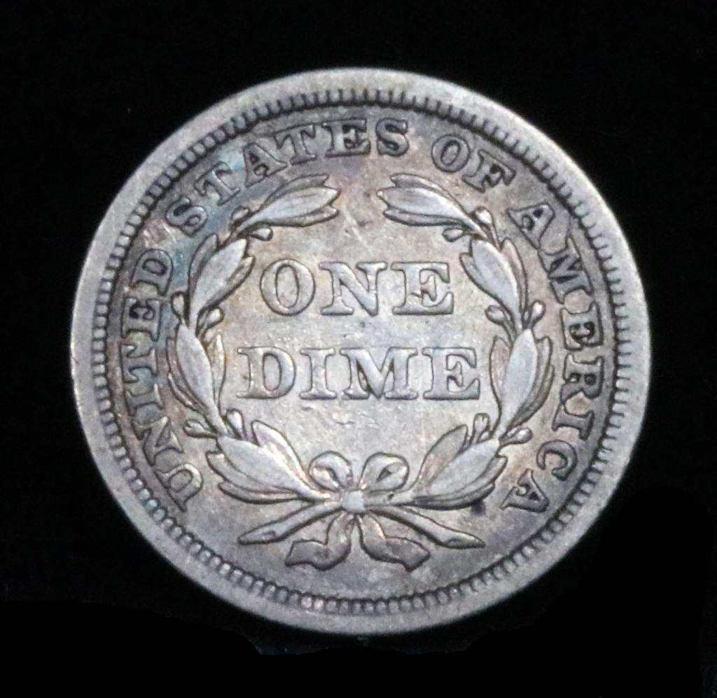 1853-p Seated Liberty Dime 10c Grades xf