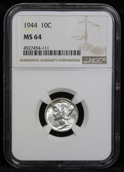 NGC 1944-p Mercury Dime 10c Graded ms64 by NGC