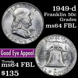 1949-d Franklin Half Dollar 50c Grades Choice Unc FBL