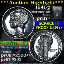 ***Auction Highlight*** 1941-p Mercury Dime 10c Graded GEM++ Proof by USCG (fc)