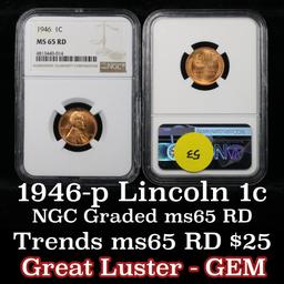 NGC 1946-p Lincoln Cent 1c Graded ms65 rd By NGC