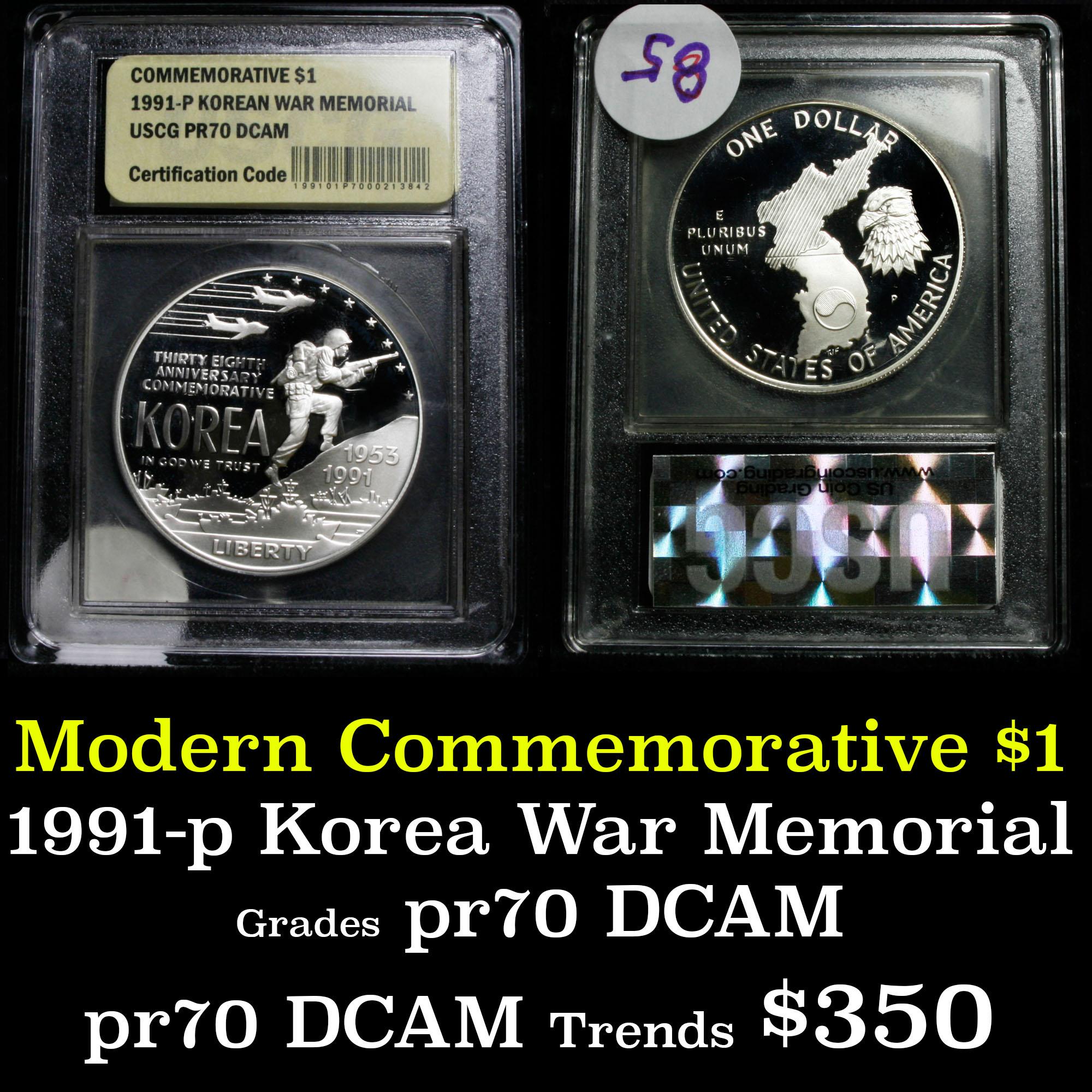 1991-P Korean War Modern Commem Dollar $1 Graded GEM++ Proof Deep Cameo By USCG