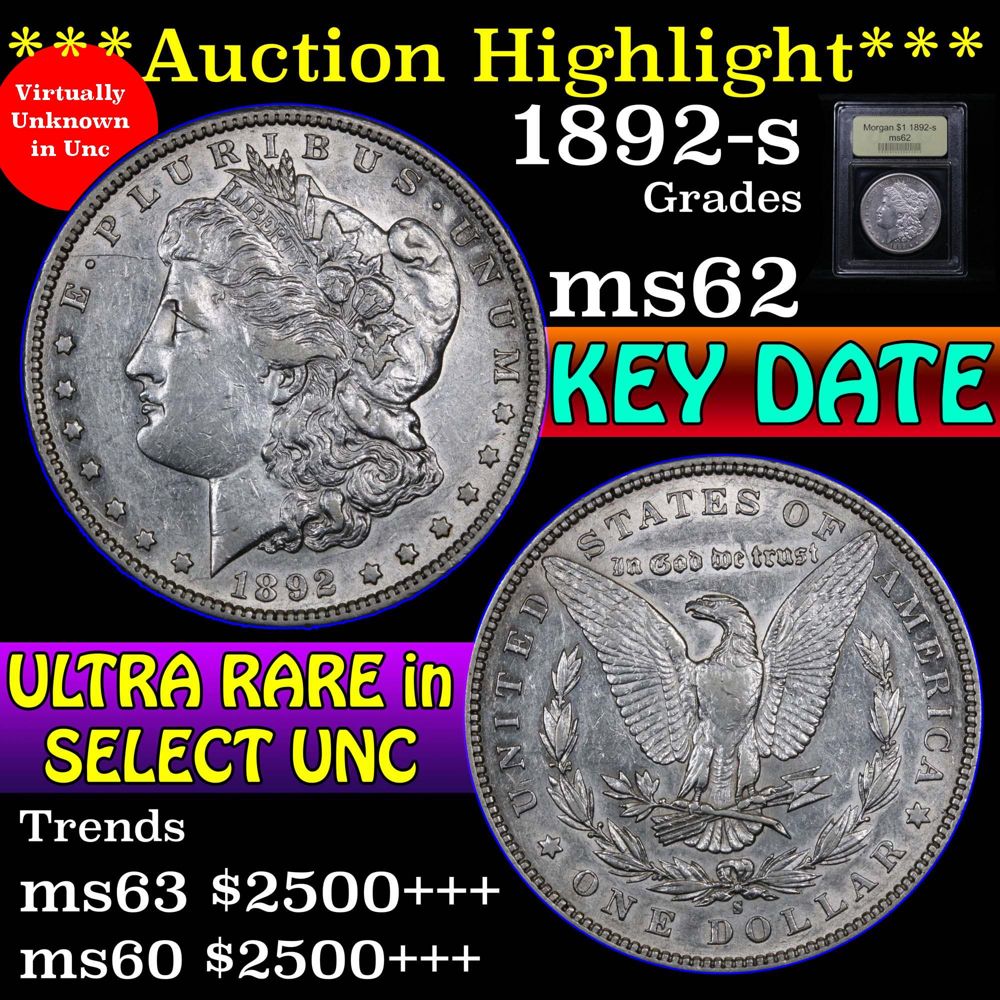 ***Auction Highlight*** 1892-s Morgan Dollar $1 Graded Select Unc by USCG (fc)