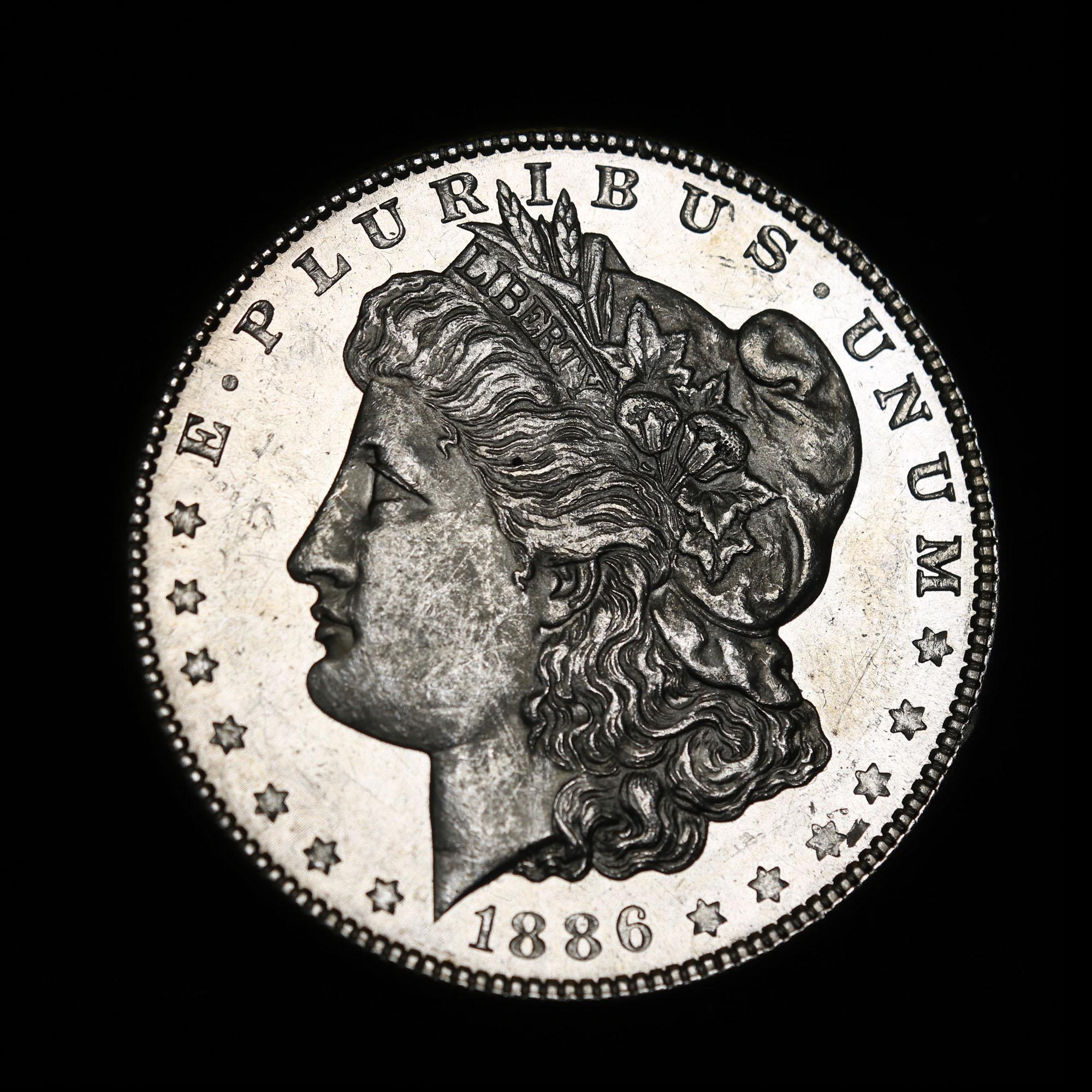 ***Auction Highlight*** 1886-p Morgan Dollar $1 Graded GEM+ DMPL by USCG (fc)