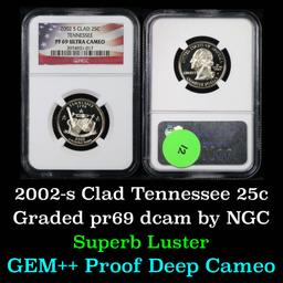 NGC 2002-s Clad Tennessee Washington Quarter 25c Graded GEM++ Proof Deep Cameo By NGC