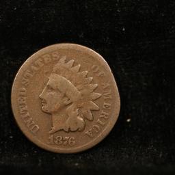 1876 Indian Cent 1c Grades vg+