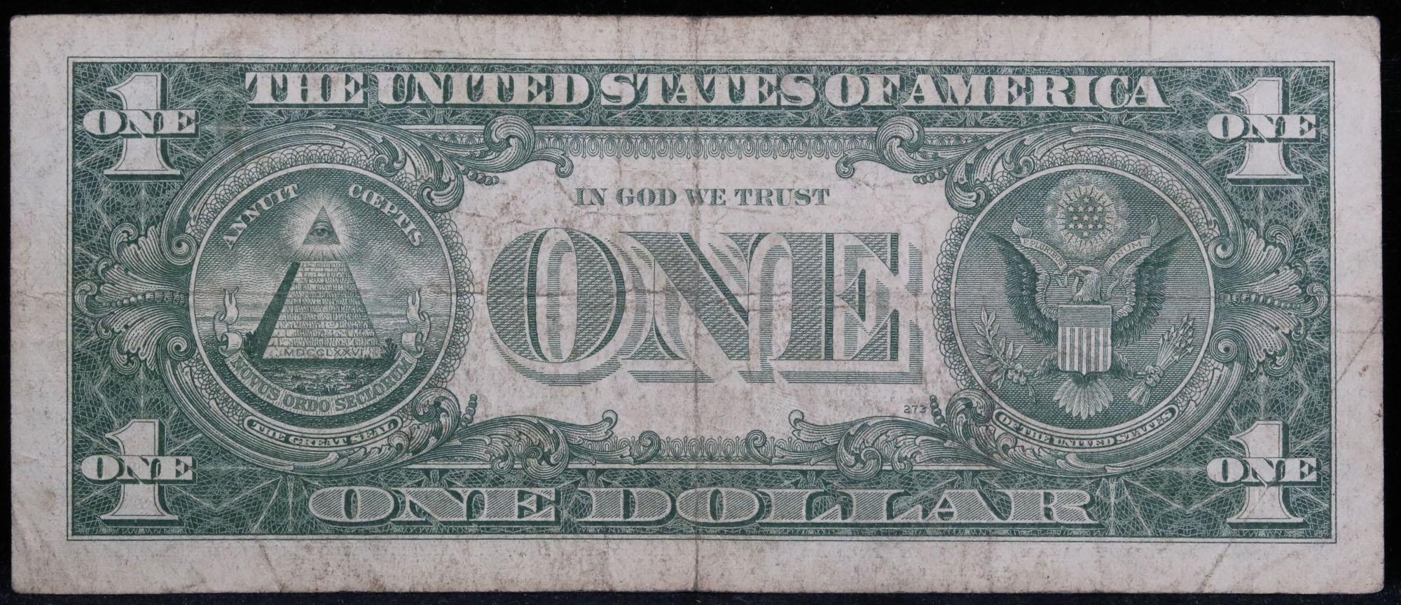 1957 $1 Blue Seal Silver Certificate Grades vf, very fine