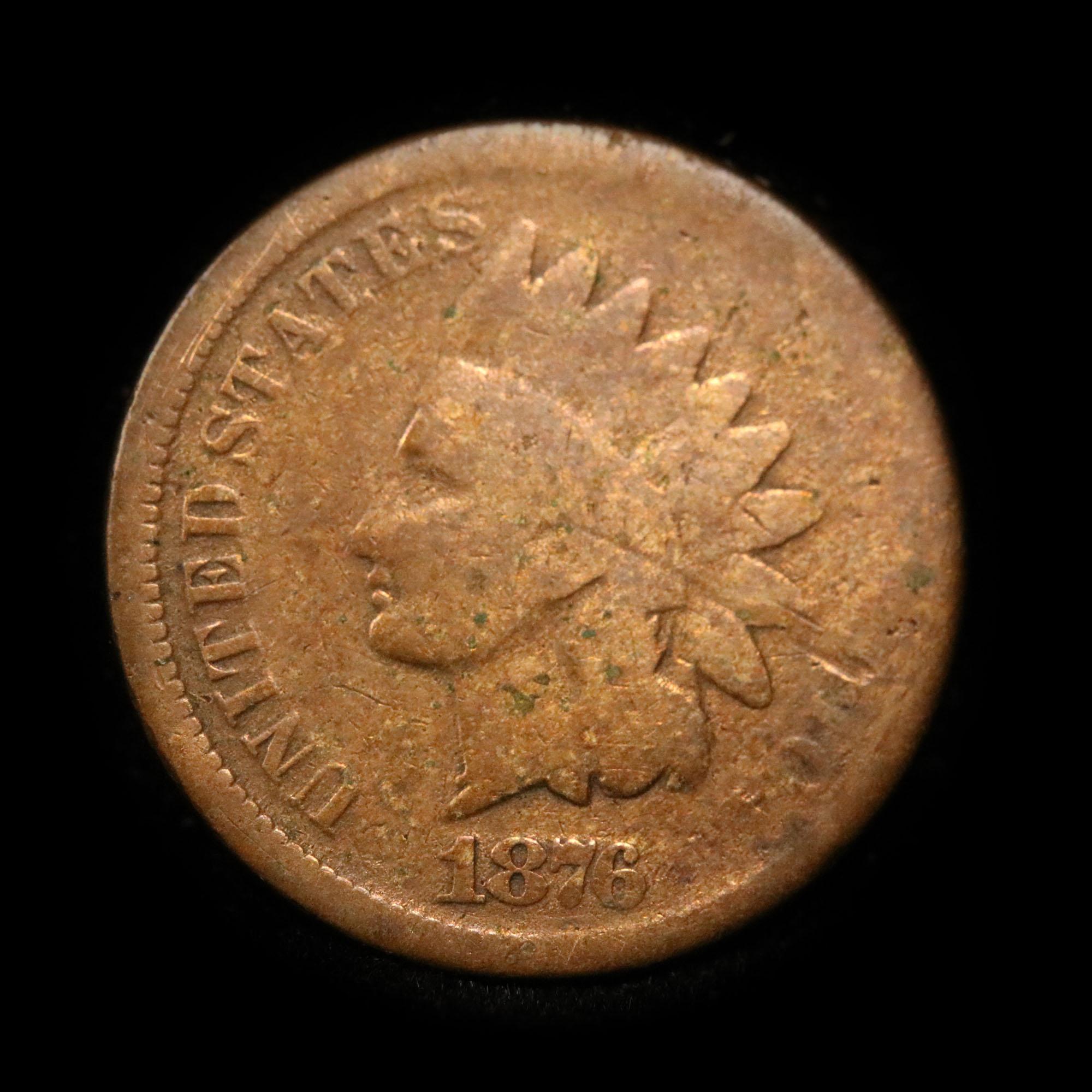 1876 Indian Cent 1c Grades vg+