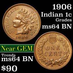 1906 Indian Cent 1c Grades Choice Unc BN