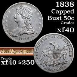 1838 Capped Bust Half Dollar 50c Grades xf (fc)
