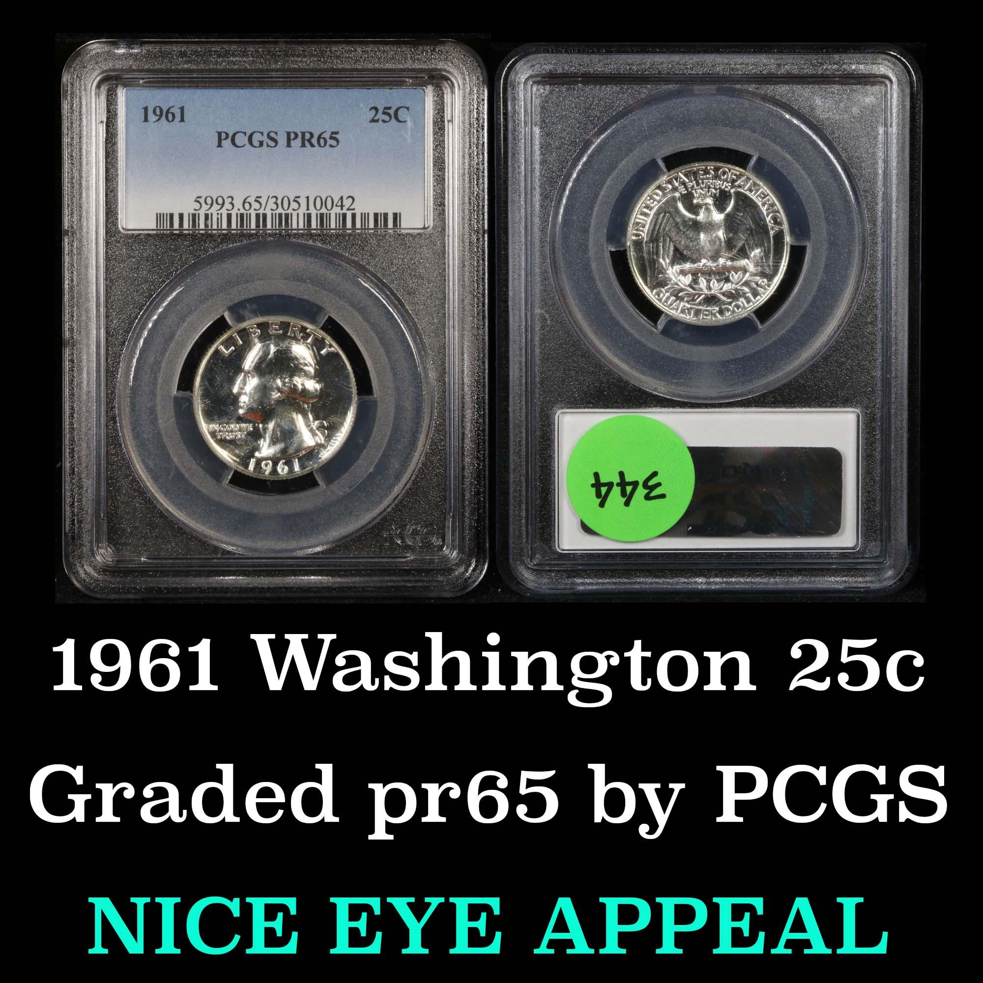 PCGS 1961 Washington Quarter 25c Graded pr65 by PCGS