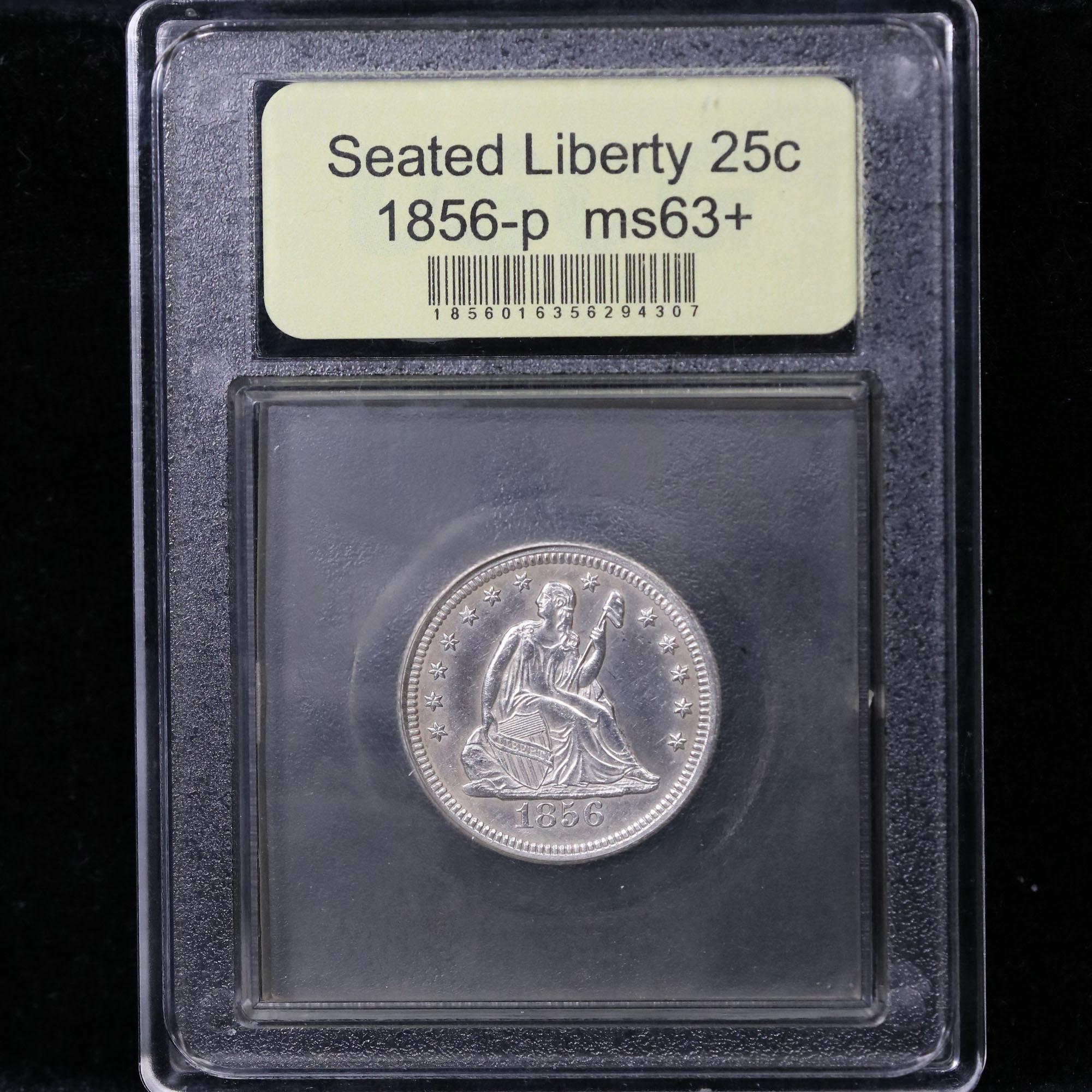 ***Auction Highlight*** 1856-p Seated Liberty Quarter 25c Graded Select+ Unc by USCG (fc)