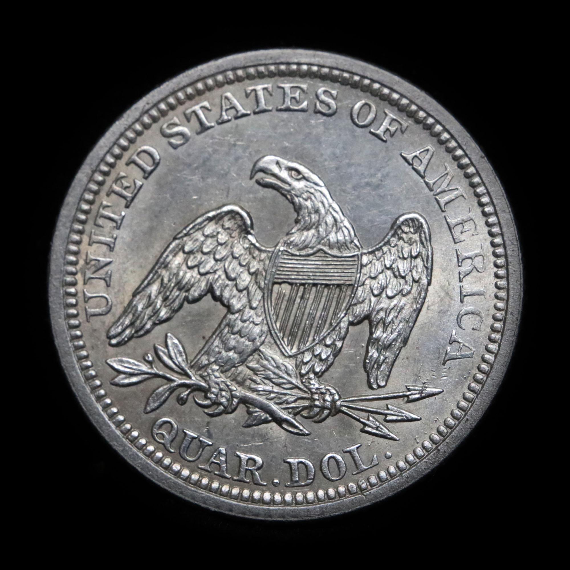 ***Auction Highlight*** 1856-p Seated Liberty Quarter 25c Graded Select+ Unc by USCG (fc)