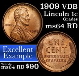 1909-p Lincoln Cent 1c Grades Choice Unc RD