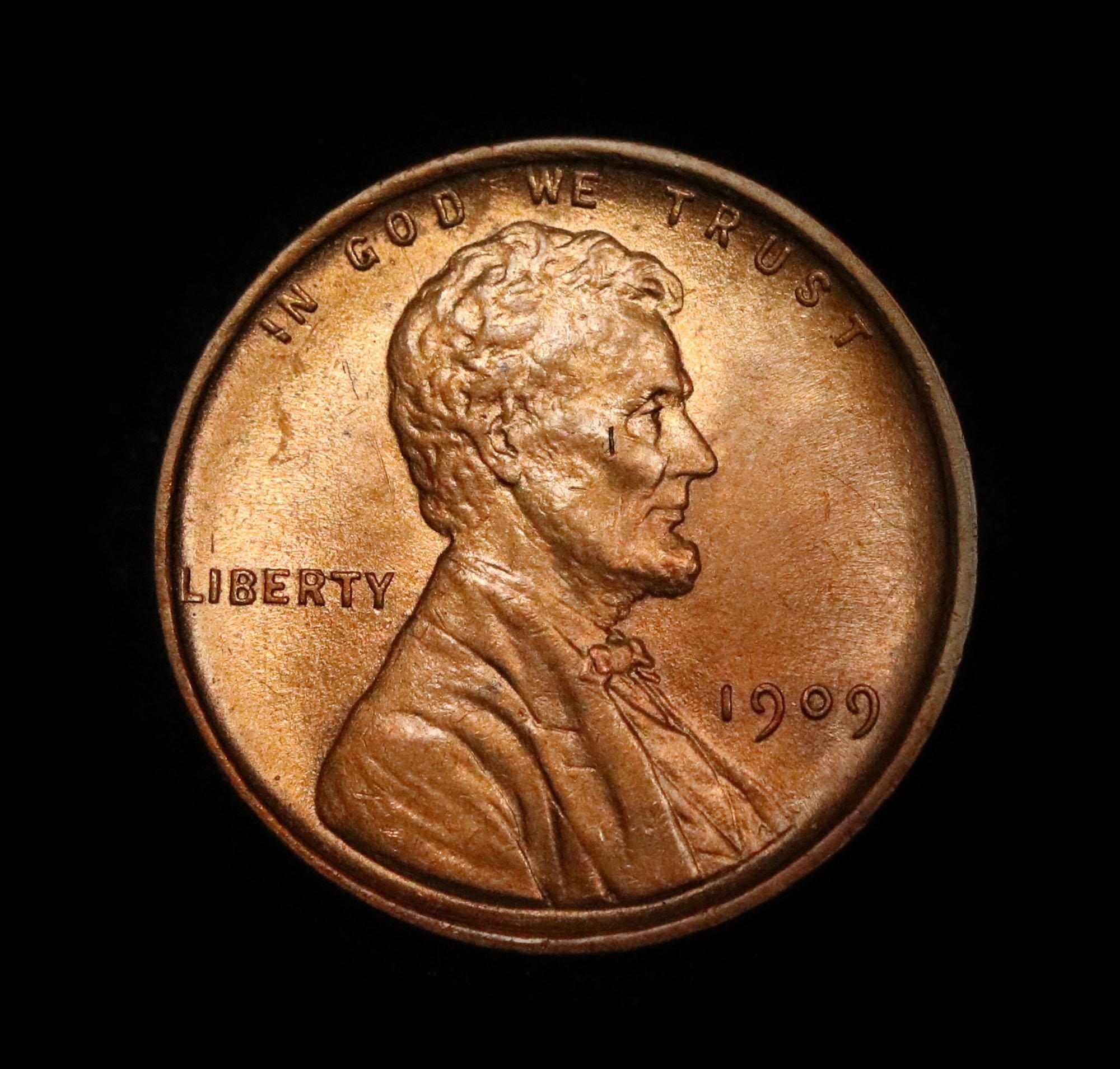 1909-p Lincoln Cent 1c Grades Choice Unc RD