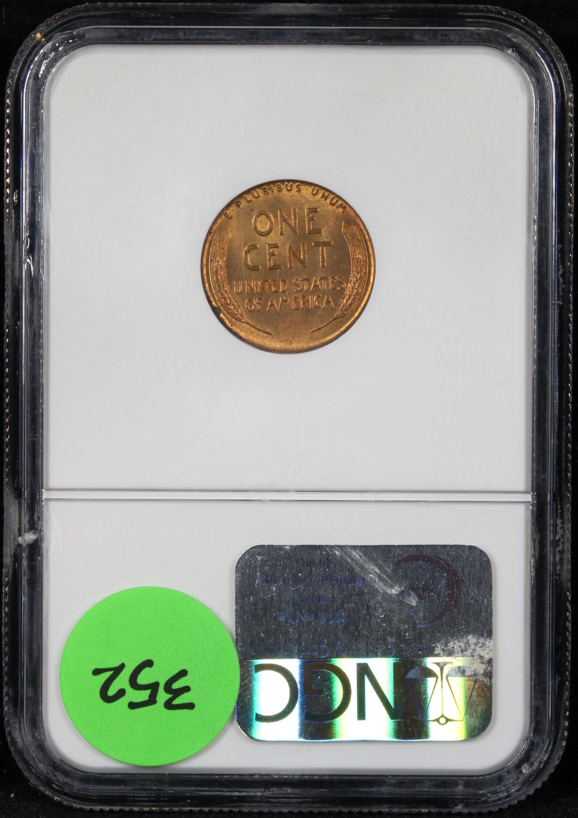 NGC 1950-p Lincoln Cent 1c Graded ms64 RD by NGC