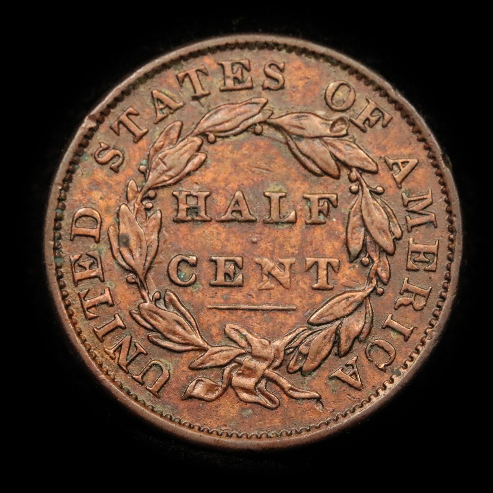 1834 Classic Head half cent 1/2c Grades xf+