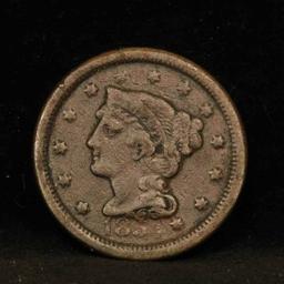 1854 Braided Hair Large Cent 1c Grades vf++