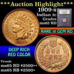 ***Auction Highlight*** 1909-s Indian Cent 1c Graded GEM Unc RD by USCG (fc)