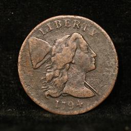 ***Auction Highlight*** 1794 Liberty Cap Flowing Hair large cent 1c Grades vf++ (fc)