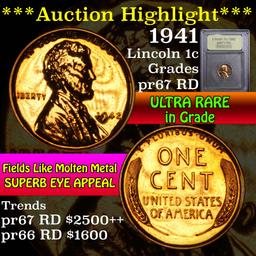 ***Auction Highlight*** 1942 Lincoln Cent 1c Graded Gem++ Proof Red by USCG (fc)