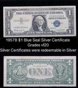 1957B $1 Blue Seal Silver Certificate Grades vf, very fine