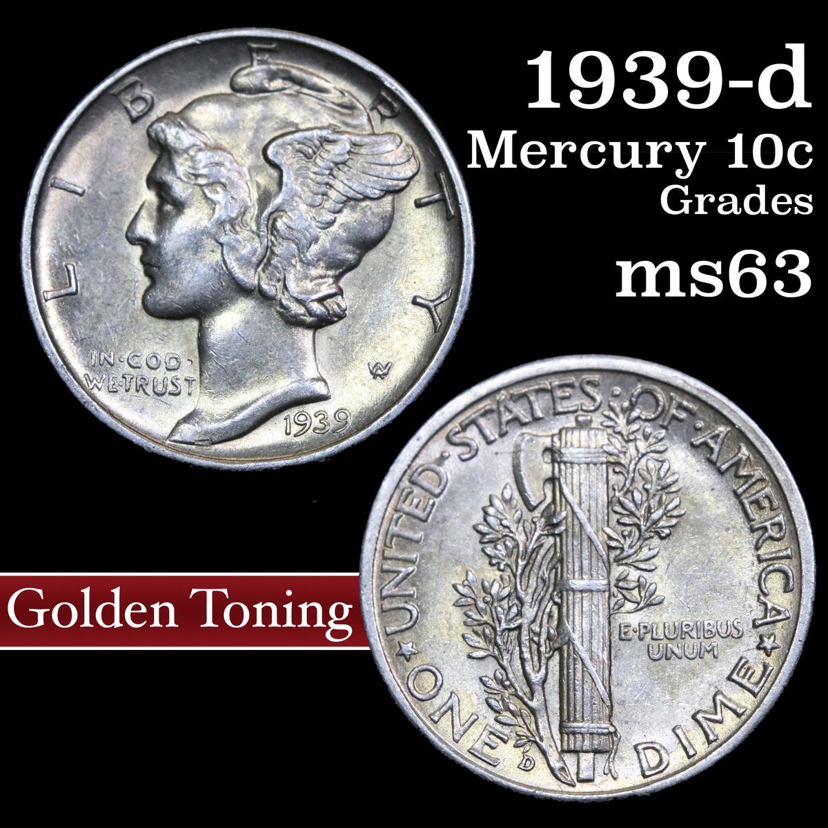 1939-p Mercury Dime 10c Grades Select Unc