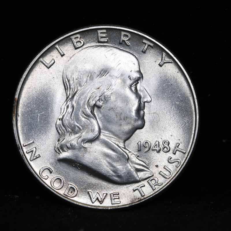 1948-p Franklin Half Dollar 50c Grades Choice Unc FBL