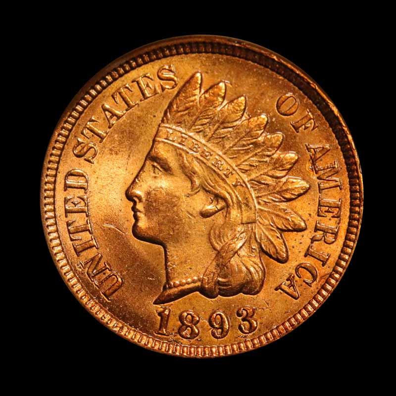 ***Auction Highlight*** 1893 Indian Cent 1c Graded GEM Unc RD by USCG (fc)