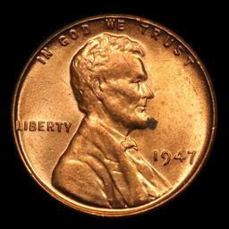 1947-p Lincoln Cent 1c Grades Choice+ Unc RD